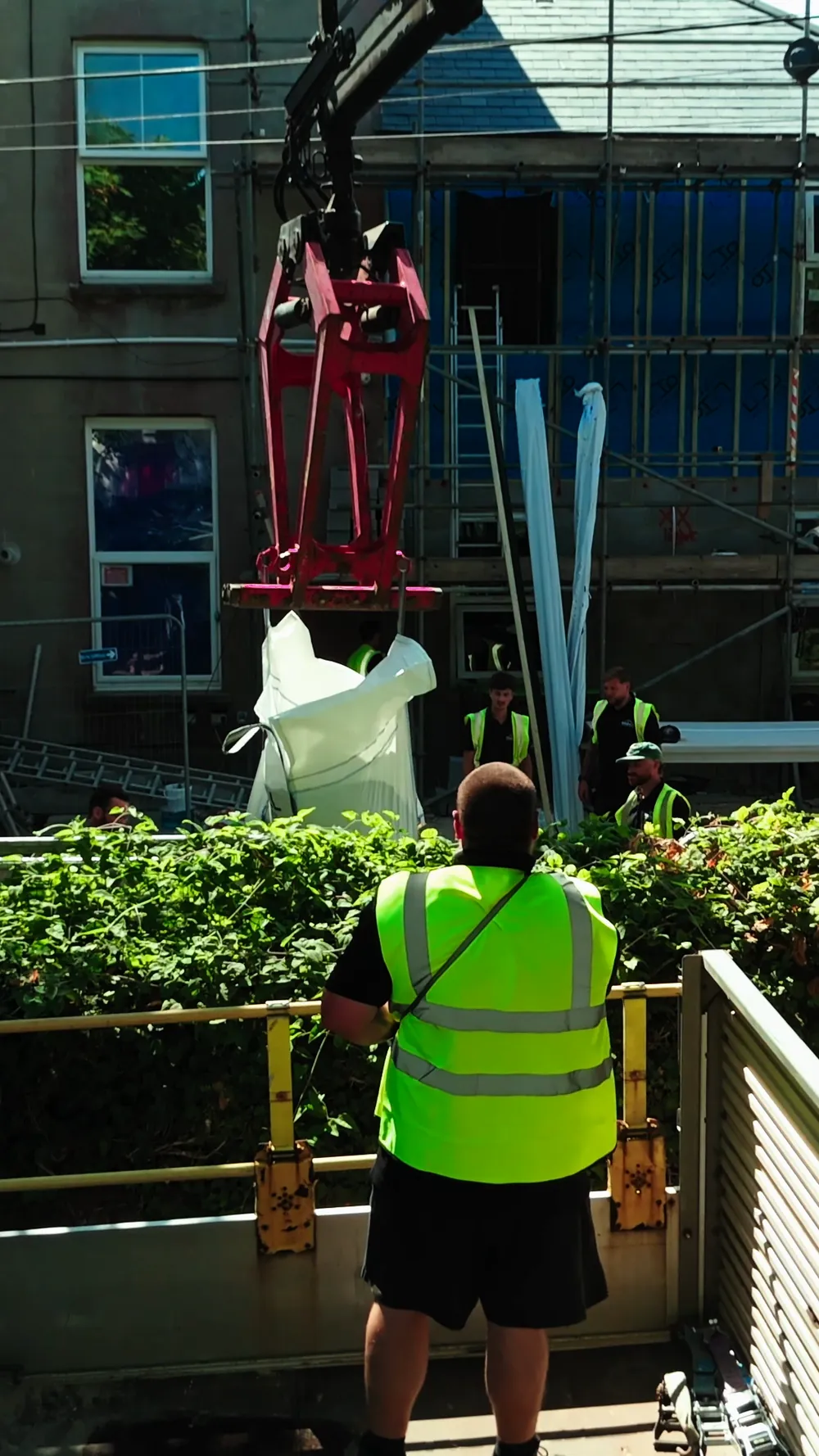 Materials craned in over the site