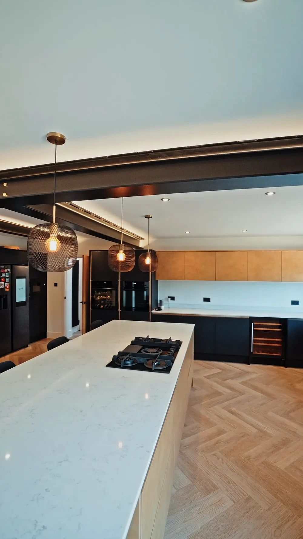 The finished open plan kitchen